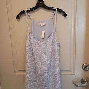 LOFT Light Blue Polka Dot Tank Top Size Large